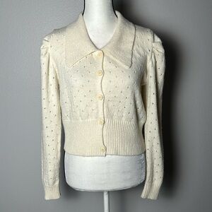 Cardigan Sweater with Polka Dot Holes
